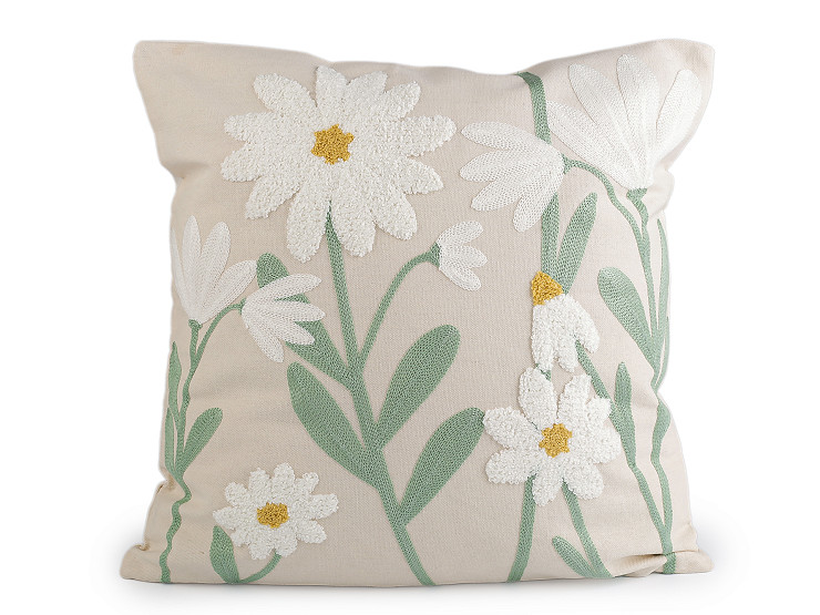 Embroidered flower pillowcase 45x45 cm