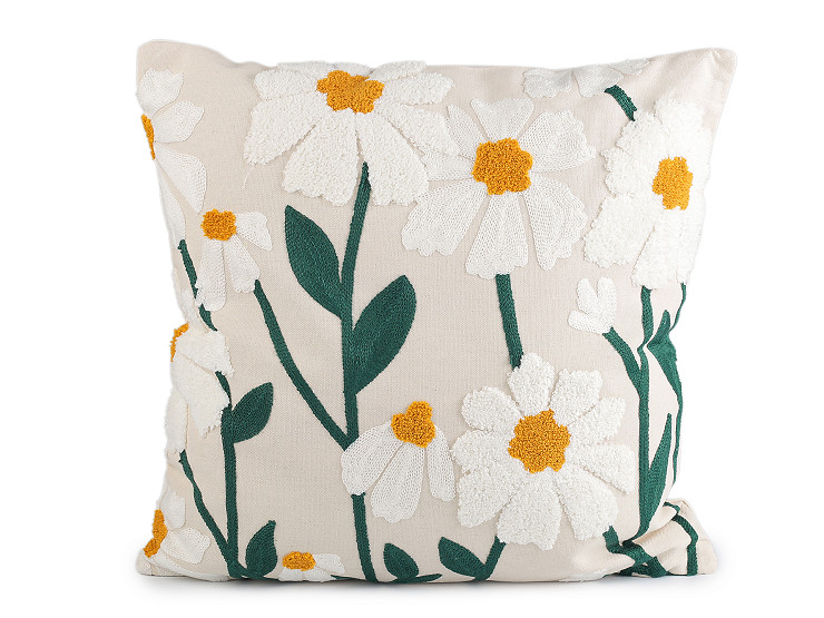 Obliečka na vankúš vyšívané kvety 45x45 cm