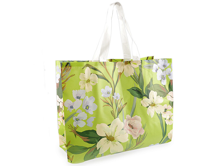 Large bag with flowers made of laminated non-woven fabric 50x40 cm
