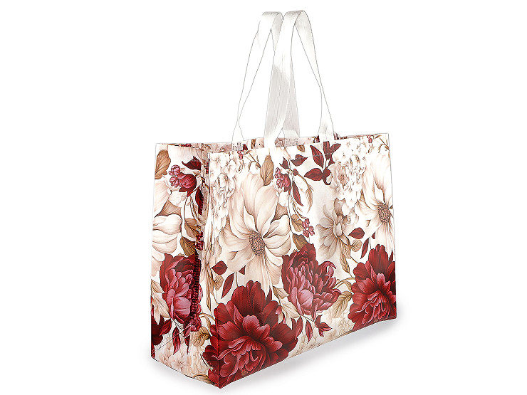 Large bag with flowers made of laminated non-woven fabric 50x40 cm