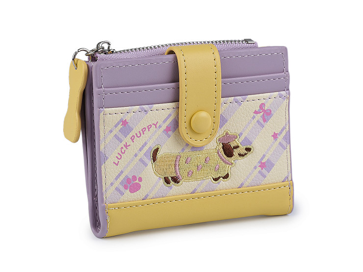 Portmonetka z wyszywanym jamnikiem 9x11 cm 