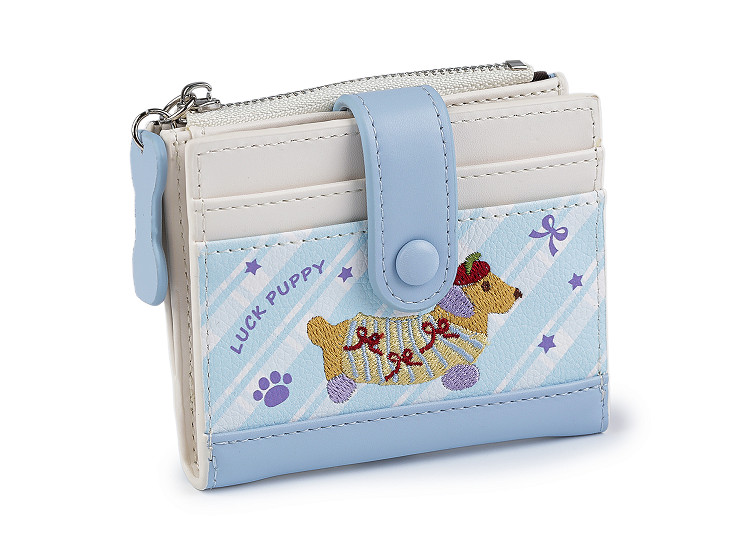 Portmonetka z wyszywanym jamnikiem 9x11 cm 