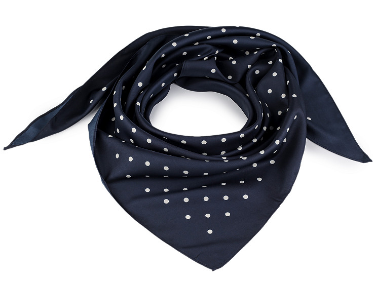Saténový šátek trojúhelníkový puntík 65x135 cm