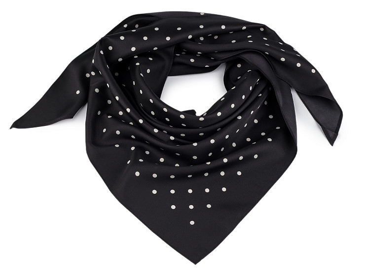 Saténový šátek trojúhelníkový puntík 65x135 cm