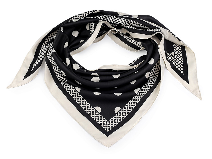 Saténový šátek trojúhelníkový puntík 65x135 cm