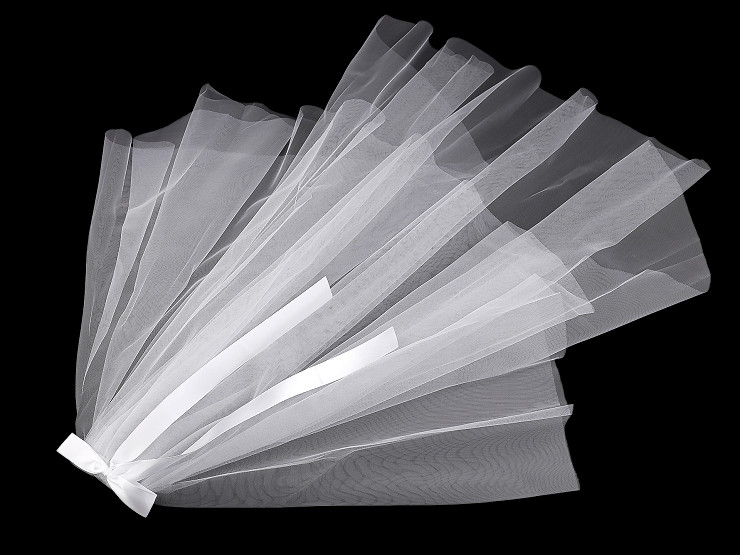 Závoj s hřebenem a saténovou mašlí - na párty / rozlučku se svobodou