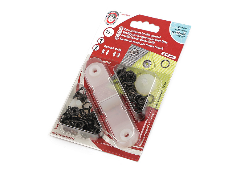 Broches de presión Roland Baby Ø10 mm, para tejidos finos