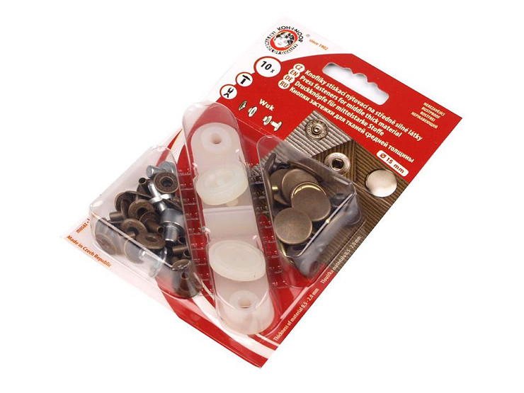 Gombíky stláčacie s pierkom Wuk Ø15 mm na stredne hrubé látky