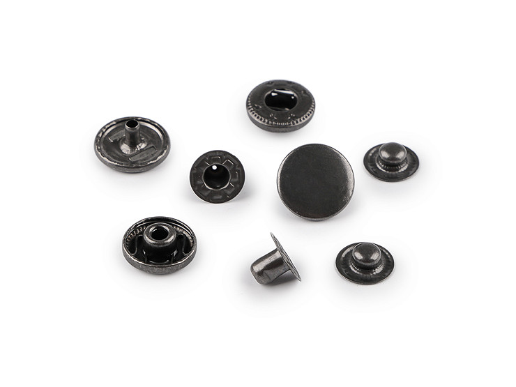 Broches metálicos de Ø15 mm para tejidos de grosor medio, fabricados en acero inoxidable