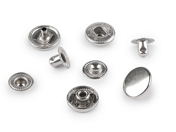 Kovové druky Ø15 mm na středně silné látky, z nerezové oceli