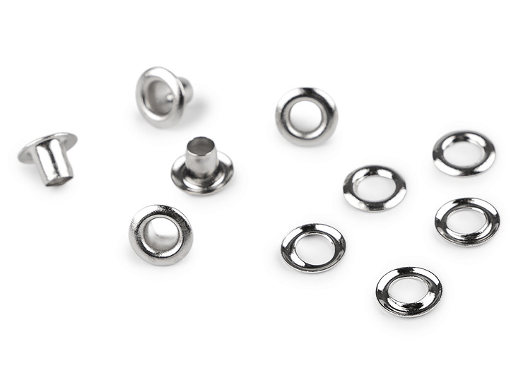 Oczka metalowe z podkładką wewnętrzna Ø4 mm / zewnętrzna Ø7,5 mm 