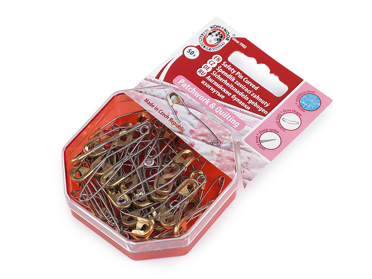 Spínací špendlíky zahnuté na patchwork délka 40 mm