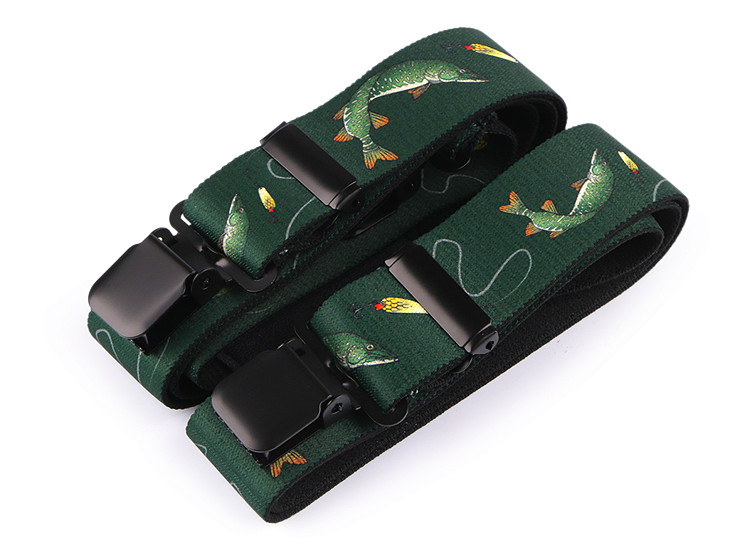Bretelle da pantaloni, larghezza: 4 cm, lunghezza: 120 cm, motivo: pesca