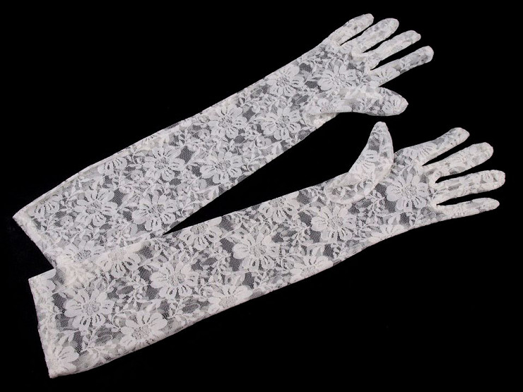 Długie rękawiczki wizytowe koronkowe