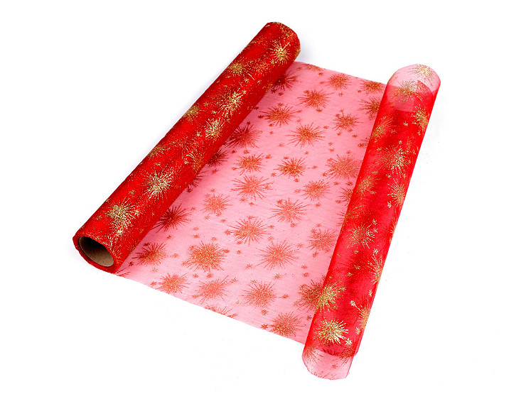 Tissu organza de Noël pailleté, largeur 36 cm