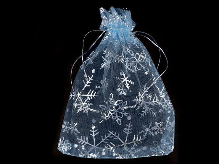 Bolsa de regalo de organza 13x18 cm Copos de nieve