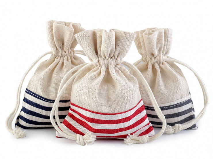 Linen / Flax Bag with Stripes 10x13 cm