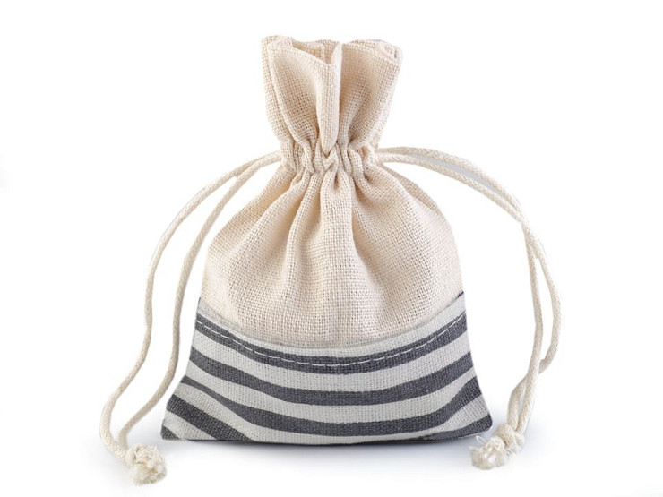 Linen Gift Bag with Stripes 10x13 cm