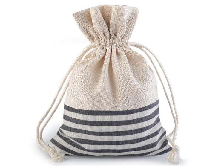 Linen Gift Bag with Stripes 13x18 cm