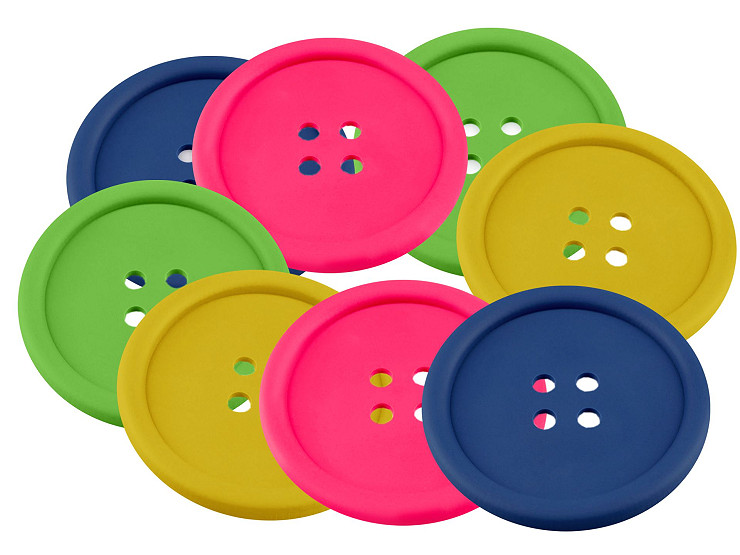 Sottobicchiere, motivo: bottone, in silicone, Ø 9 cm