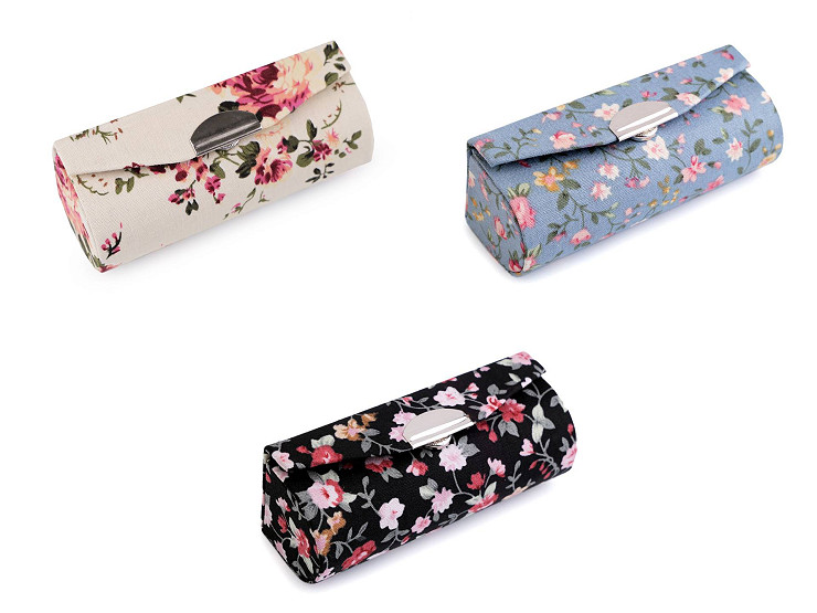 Etui na pomadkę w kwiaty z lusterkiem