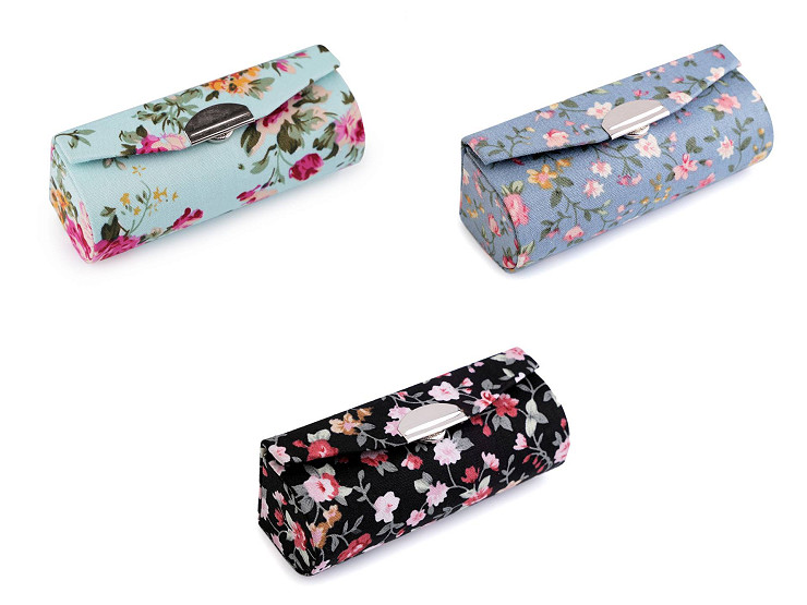 Etui na pomadkę w kwiaty z lusterkiem