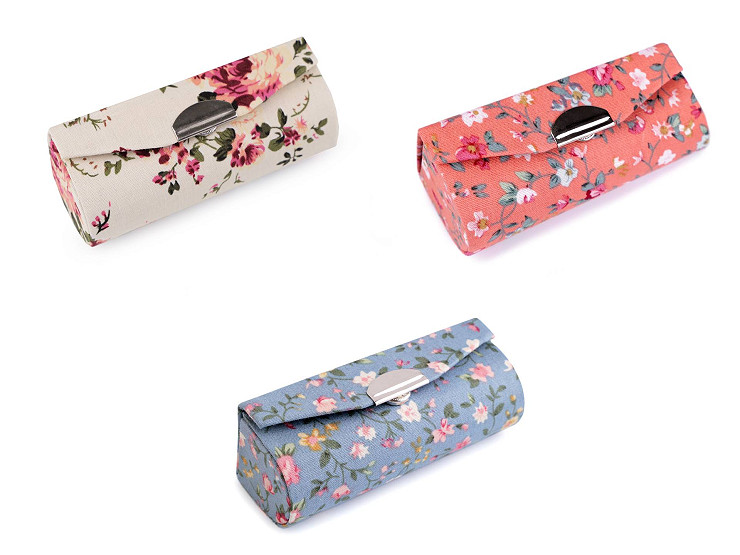 Púzdro na rúž so zrkadlom s kvetmi