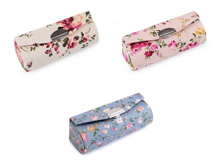 Etui na pomadkę w kwiaty z lusterkiem