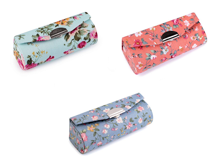 Etui na pomadkę w kwiaty z lusterkiem