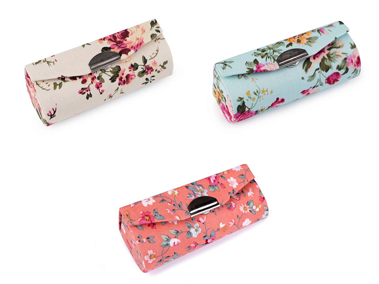 Etui na pomadkę w kwiaty z lusterkiem
