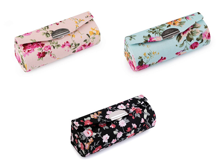 Etui na pomadkę w kwiaty z lusterkiem
