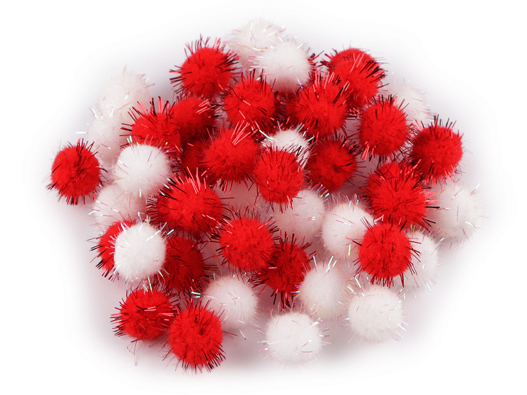 Pompon avec lurex, Ø 15 mm