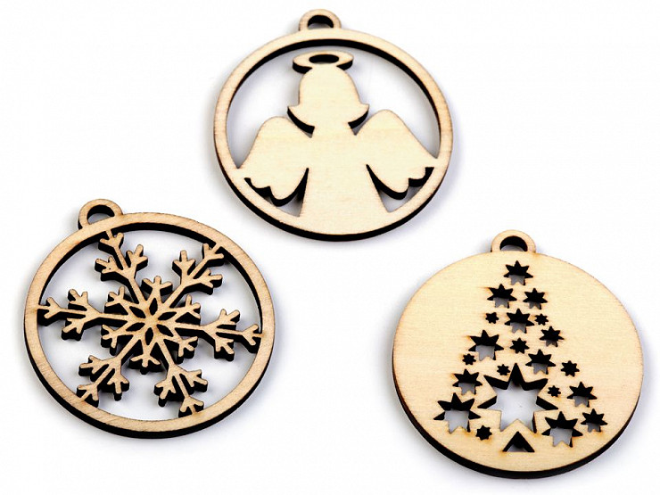 Wooden Cut Out - Ornament, Angel, Snowflake, Tree Ø45 mm