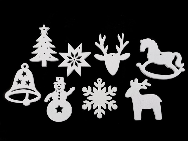 Christmas Tree Wooden Pendant Hanging Furry Snowflake Bell Shoes DIY Xmas Decor 