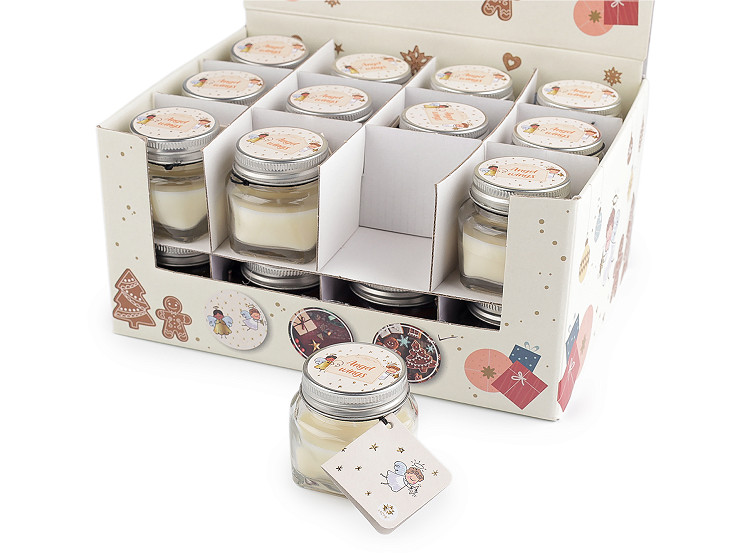  Petite bougie parfumée dans un pot en verre avec étiquette de nom, 28 g