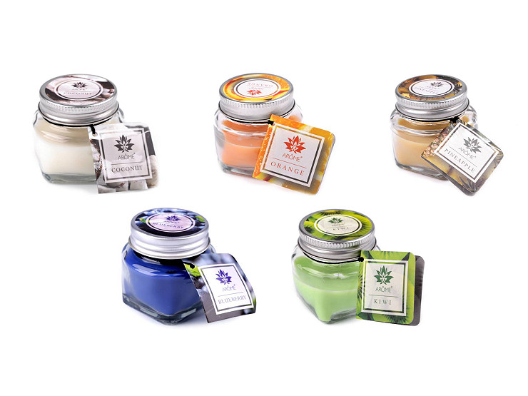 Petite bougie parfumée dans un pot en verre avec étiquette de nom, 28 g