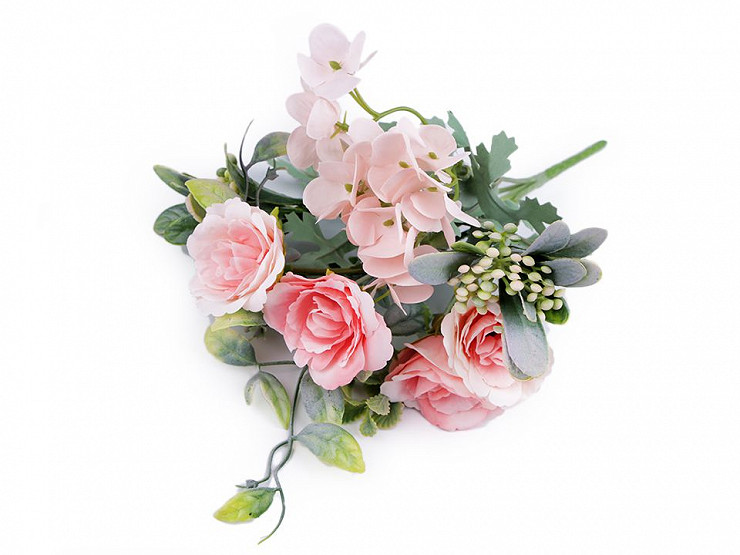 Bouquet artificiel - roses et hortensias