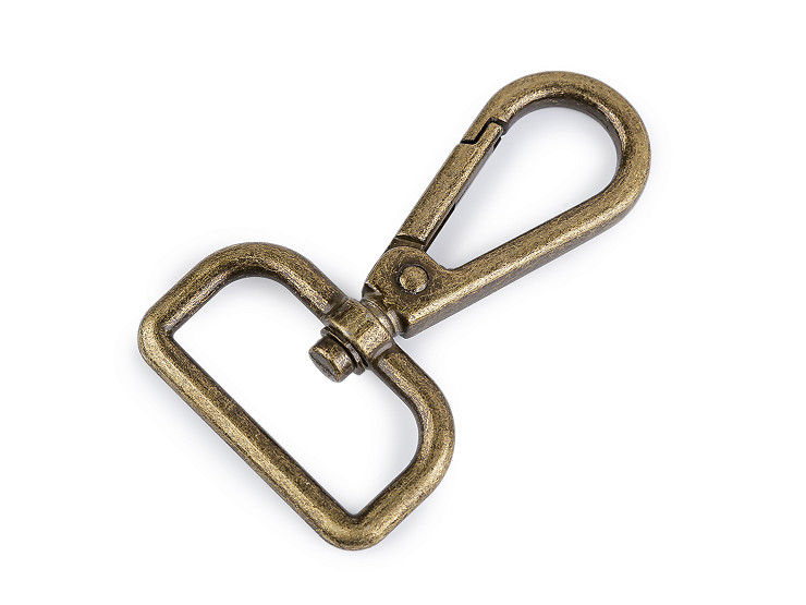 Karabińczyk metalowy z krętlikiem, otwór do przewlekania 30 mm