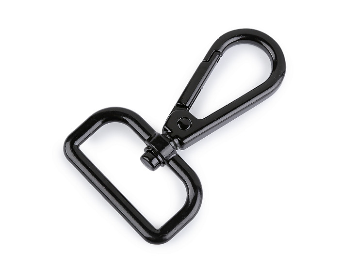 Karabińczyk metalowy z krętlikiem, otwór do przewlekania 30 mm