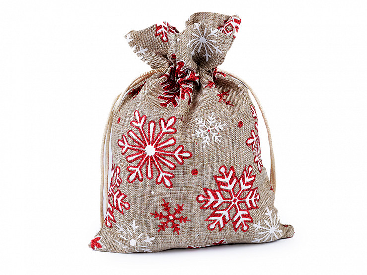 Gift Bag with Glitter, Snowflakes 13x18 cm