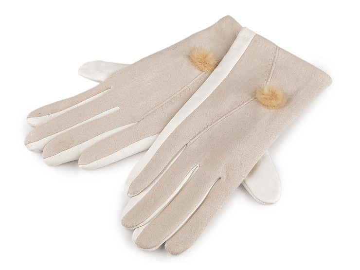 Ladies Gloves with Fur Pom Pom
