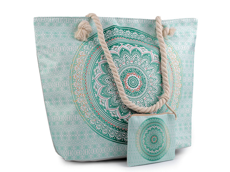 Letná / plážová taška mandala, Paisley s taštičkou 39x50 cm