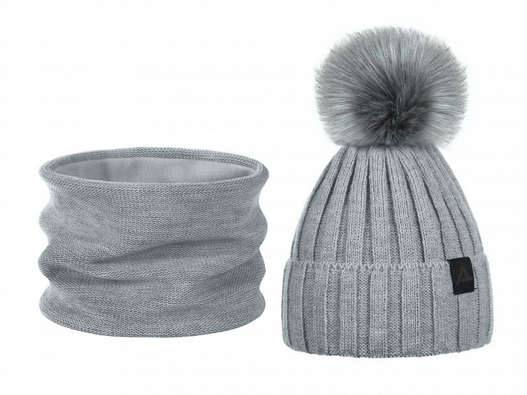 Dámska / dievčenská zimná sada čiapka s brmbolcom a nákrčník