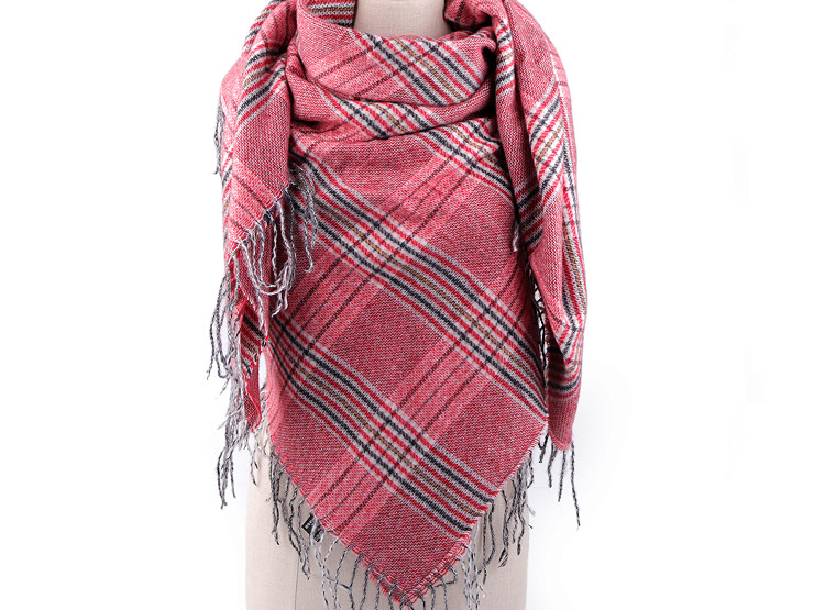 Velký teplý šátek / pléd s třásněmi 135x135 cm