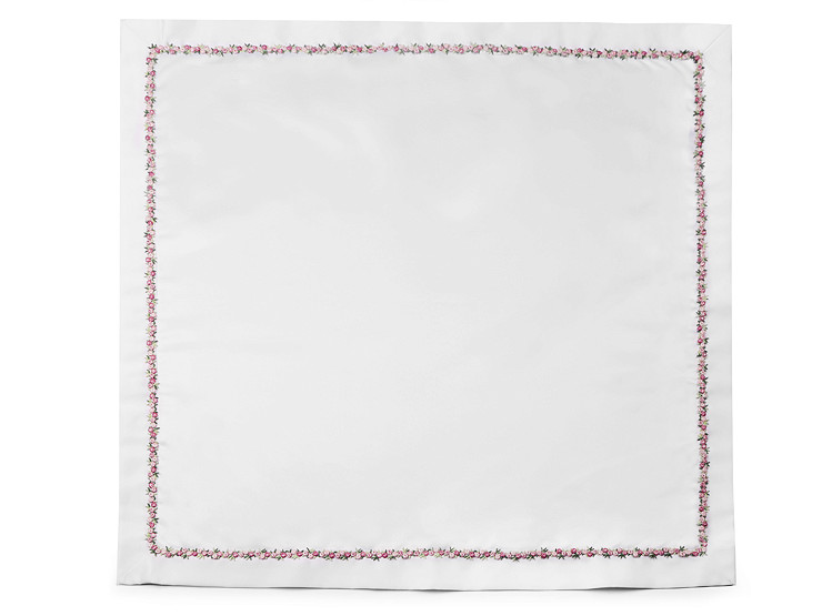 Satin Tablecloth with Embroidered Flowers 80x80 cm