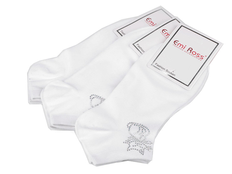 Calcetines tobilleros de algodón con pedrería Emi Ross© para mujer