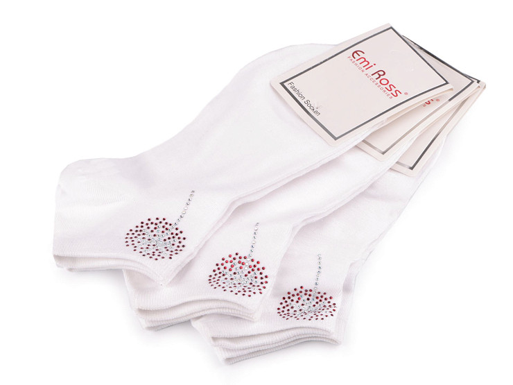 Ladies Cotton Ankle Socks with Rhinestones Emi Ross