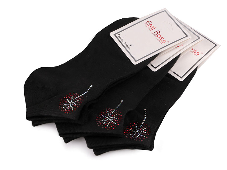 Ladies Cotton Ankle Socks with Rhinestones Emi Ross