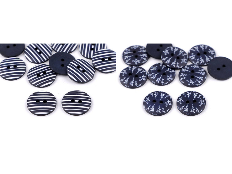 Knoflík modrotisk velikost 28"