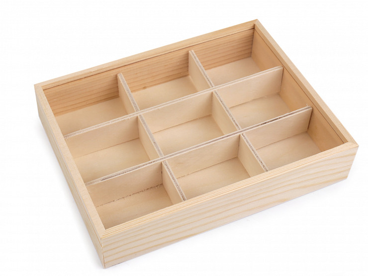 Variante métrico Escudero Caja de madera/Organizador con tapa | STOKLASA Mercería y tejidos